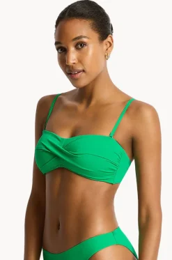 Bikini Tops^Sea Level Eco Essentials Twist Bandeau Kelly green