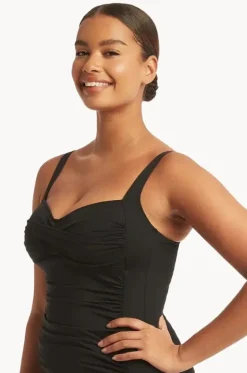 Tankini Tops^Sea Level Eco Essentials Twist Front Tankini Separate Black