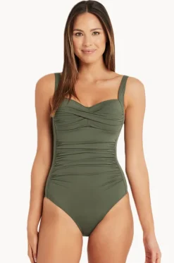 One Pieces^Sea Level Eco Essentials Twist Front One Piece Khaki