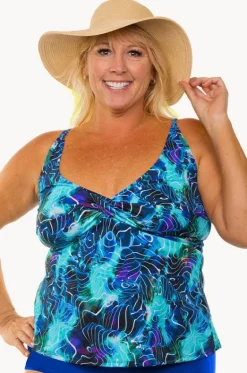 Tankini Tops^T.h.e. Swimwear Electric Ocean D/DD Twist Tankini Separate