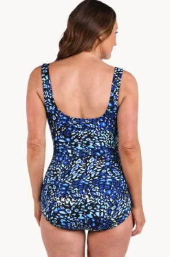 One Pieces^Maxine Electric Safari Shirred One Piece Blue/black