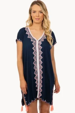 Overswim^Sundrenched Embroidered Tassel Tunic Navy