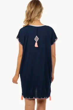 Overswim^Sundrenched Embroidered Tassel Tunic Navy