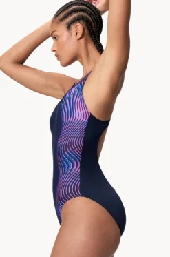 One Pieces^Speedo Engineered Print Butterfly Back One Piece Navy/purple