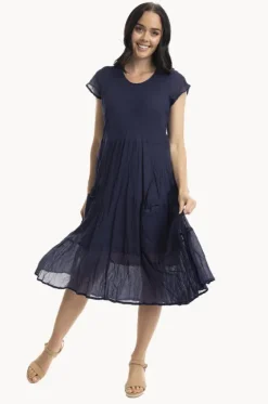 Dresses^Orientique Essentials Cotton Gauze Bias Dress Navy