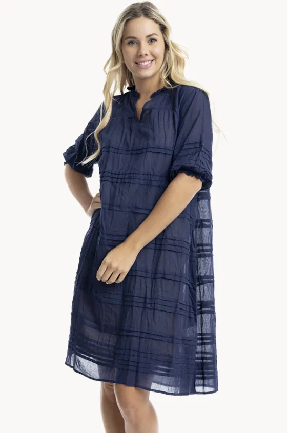 Dresses^Orientique Essentials Cotton Gauze Pleated Dress Navy