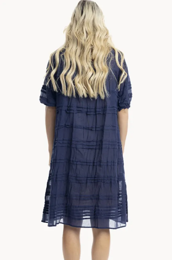 Dresses^Orientique Essentials Cotton Gauze Pleated Dress Navy