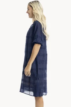 Dresses^Orientique Essentials Cotton Gauze Pleated Dress Navy