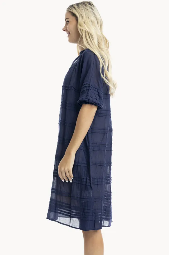 Dresses^Orientique Essentials Cotton Gauze Pleated Dress Navy