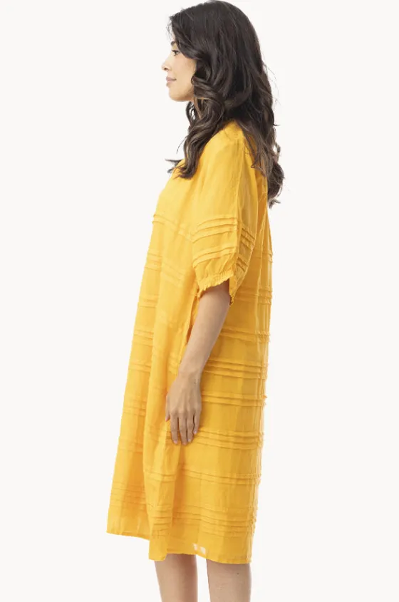 Dresses^Orientique Essentials Cotton Gauze Pleated Dress Saffron