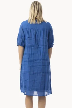 Dresses^Orientique Essentials Cotton Gauze Pleated Dress Blue