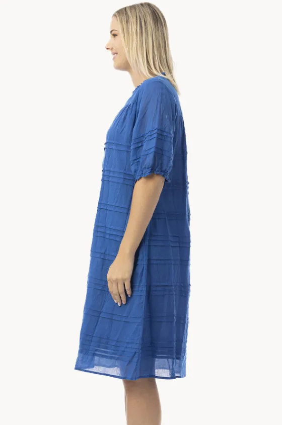 Dresses^Orientique Essentials Cotton Gauze Pleated Dress Blue