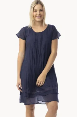 Dresses^Orientique Essentials Gauze Frill Hem Dress Navy