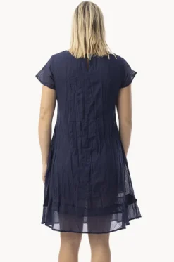 Dresses^Orientique Essentials Gauze Frill Hem Dress Navy