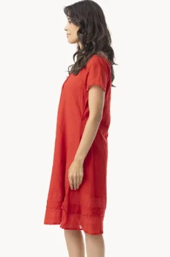 Dresses^Orientique Essentials Gauze Frill Hem Dress Red