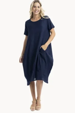 Dresses^Orientique Essentials Linen Blend Bubble Dress Navy