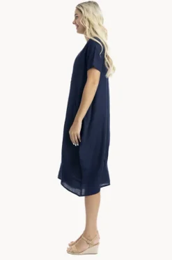 Dresses^Orientique Essentials Linen Blend Bubble Dress Navy