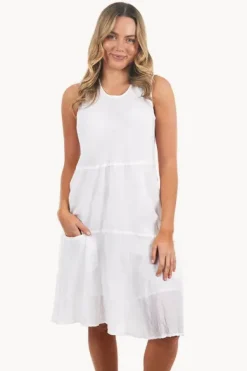 Dresses^Orientique Essentials Sleeveless Pocket Dress White