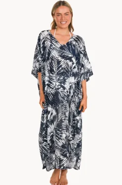 Overswim^Sundrenched Fern Long Kaftan Navy