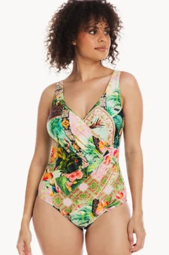 One Pieces^Togs Swimwear Fiji Surplice One Piece Green/multi
