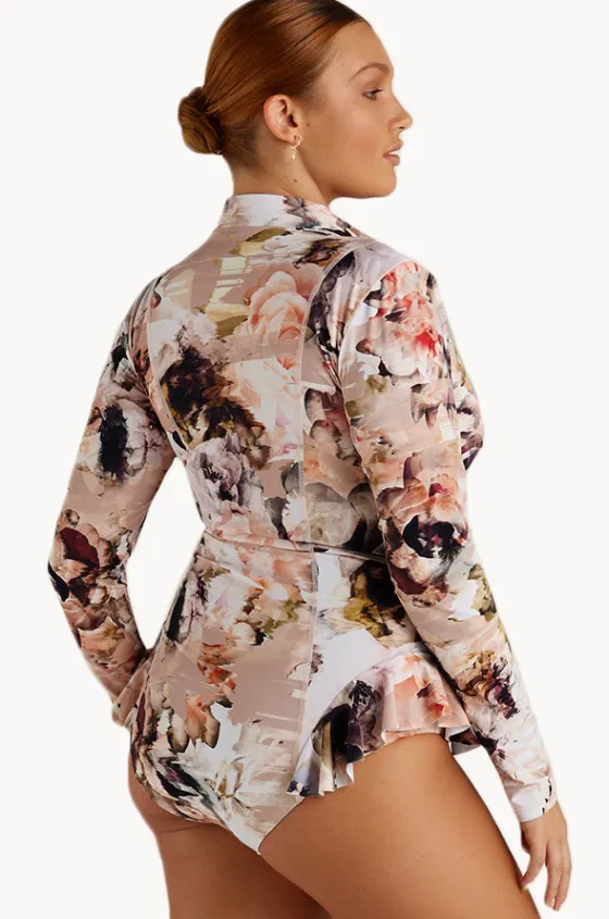 Rashies & Sunsuits^Sunsoaked Fiore Frill Long Sleeve Sunsuit Blue/Natural