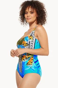 One Pieces^Togs Swimwear Florence Square Neck One Piece Blue/gold