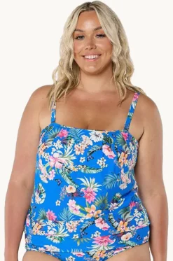 Tankini Tops^Capriosca Florida Flounce Tankini Separate Blue/multi