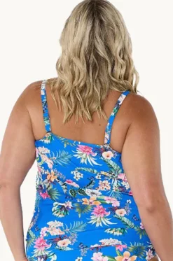 Tankini Tops^Capriosca Florida Flounce Tankini Separate Blue/multi
