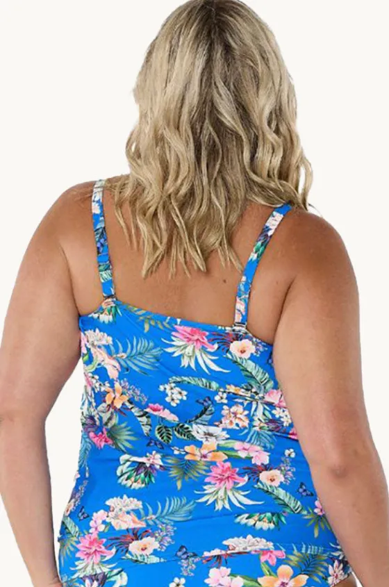 Tankini Tops^Capriosca Florida Flounce Tankini Separate Blue/multi