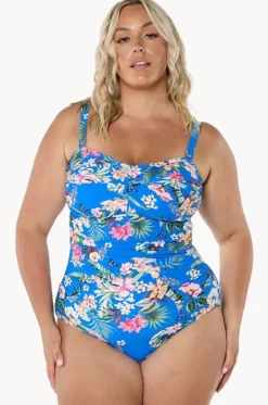 One Pieces^Capriosca Florida Twist Bandeau One Piece Blue/multi