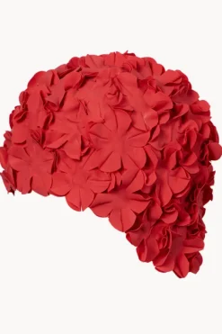 Swim Caps^3p Flower Rubber Swim Cap Red