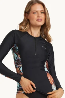 Rashies & Sunsuits^Billabong Forever Folk Reef Break Long Sleeve Suntop BLACK