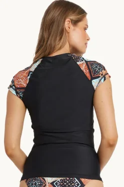 Rashies & Sunsuits^Billabong Forever Folk Wahine Short Sleeve Suntop BLACK