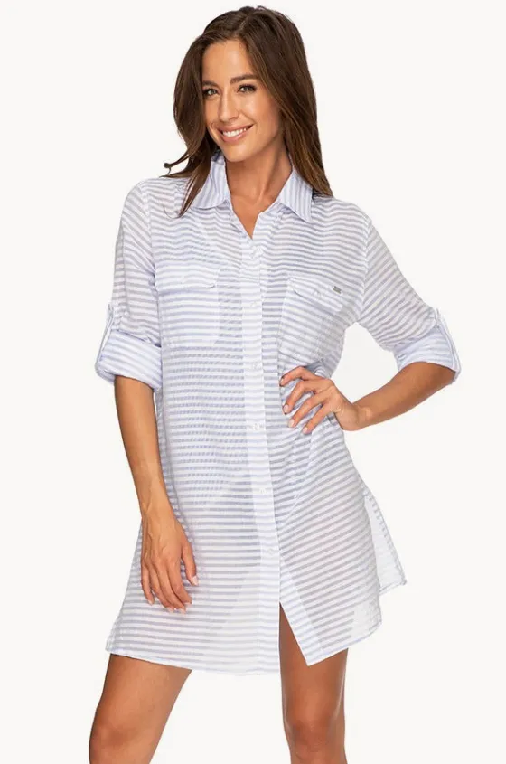 Overswim^Jantzen Fresh Button Through Shirt Blue