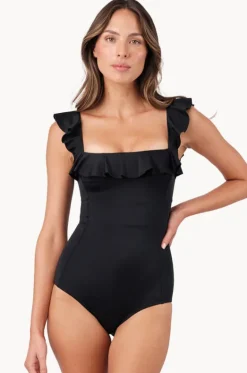 One Pieces^Une Piece Frill Classic Square Neck One Piece Black