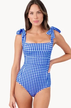 One Pieces^Une Piece Gingham Classic Square Neck One Piece Cobalt