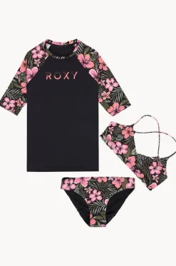 Rashies & Sunsuits^Roxy Girls Active Floral 3 Piece Set Black/Pink
