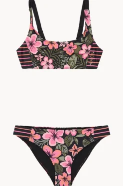 Bikini Sets^Roxy Girls Active Floral Bralette Set Black/pink