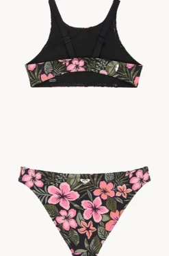 Bikini Sets^Roxy Girls Active Floral Crop Set Black/Pink