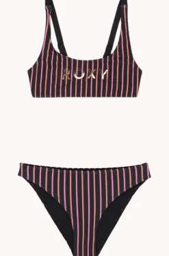 Bikini Sets^Roxy Girls Active Stripe Bralette Set Black