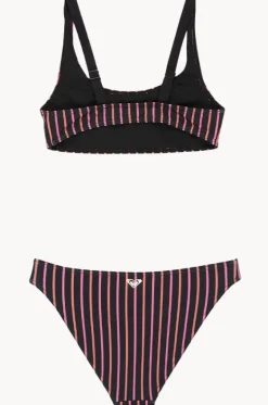 Bikini Sets^Roxy Girls Active Stripe Bralette Set Black