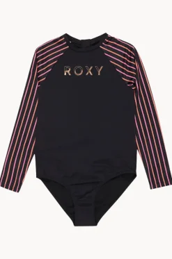 Rashies & Sunsuits^Roxy Girls Active Stripe Long Sleeve Sunsuit Black