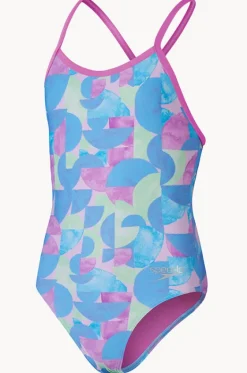 One Pieces^Speedo Girls Allover Digital V Back One Piece Multi