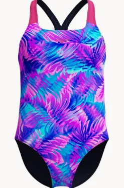 One Pieces^Speedo Girls Allover Print Powerback One Piece Pink/Blue