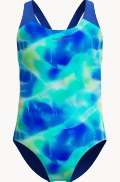 One Pieces^Speedo Girls Allover Print Splashback One Piece Blue/green