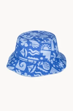 Hats^Roxy Girls Beach Check Tiny Honey Bucket Hat Cobalt