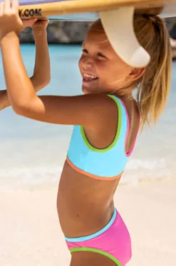 Bikini Sets^Snapper Rock Girls Candy Colourblock Crop Set Multi