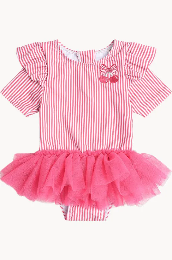 Rashies & Sunsuits^Huxbaby Girls Pie Stripe Ballerina Sunsuit Cherry