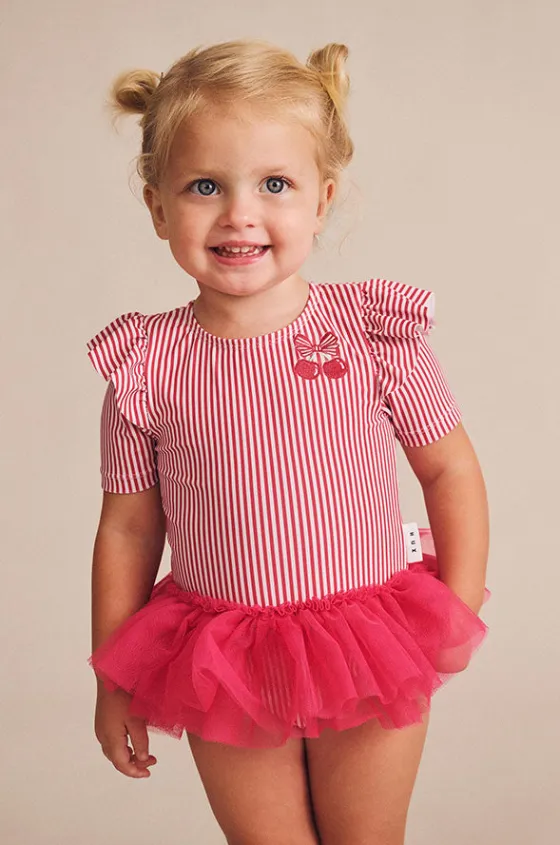 Rashies & Sunsuits^Huxbaby Girls Pie Stripe Ballerina Sunsuit Cherry