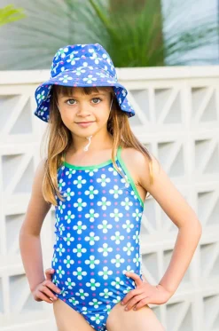 One Pieces^Babes In The Shade Girls Clover One Piece Blue/white